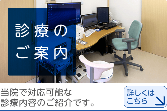 診療のご案内|当院で対応可能な診療内容のご紹介です。詳しくはこちら
